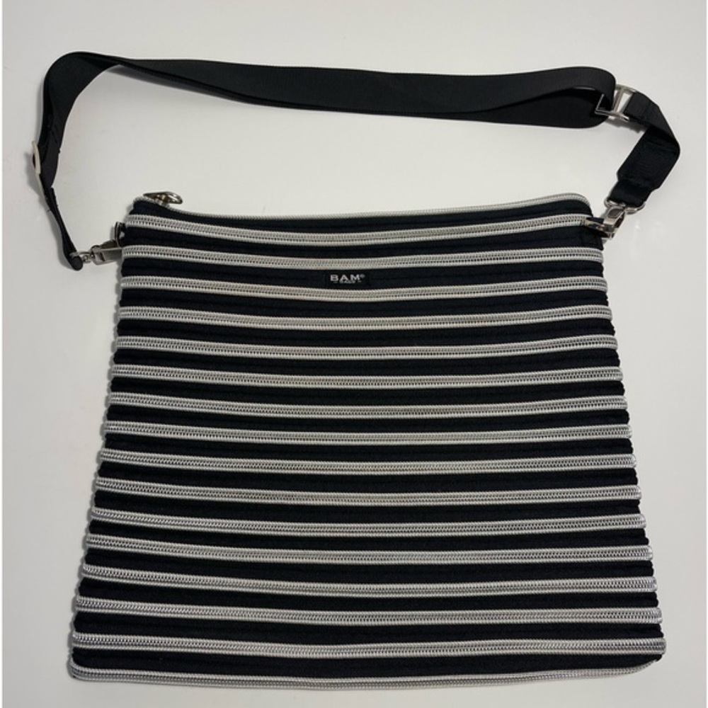 BAM Bags Messenger‎ Bag/ Backpack In Black And Silver In EUC